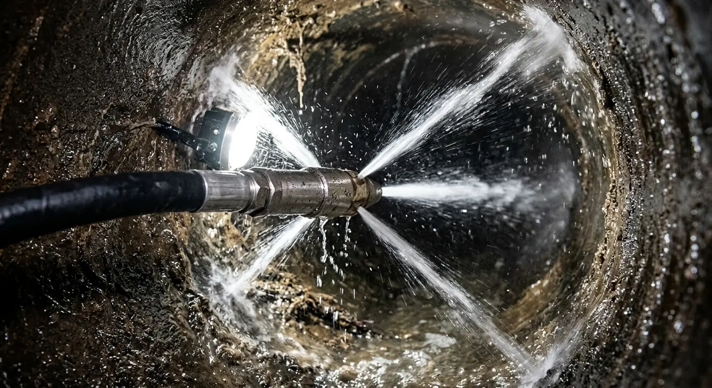 High-pressure hydro jetting nozzle cleaning sewer pipe for Storm Drain Cleaning in Douglas